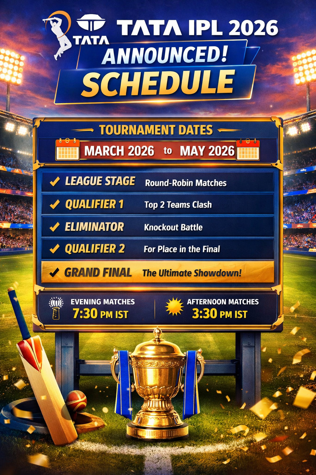 TATA IPL 2026 Announced! Schedule, Teams & Major Changes Revealed