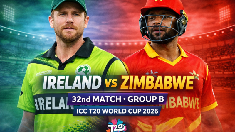 Ireland vs Zimbabwe, 32nd Match: Group B Battle in ICC T20 World Cup 2026
