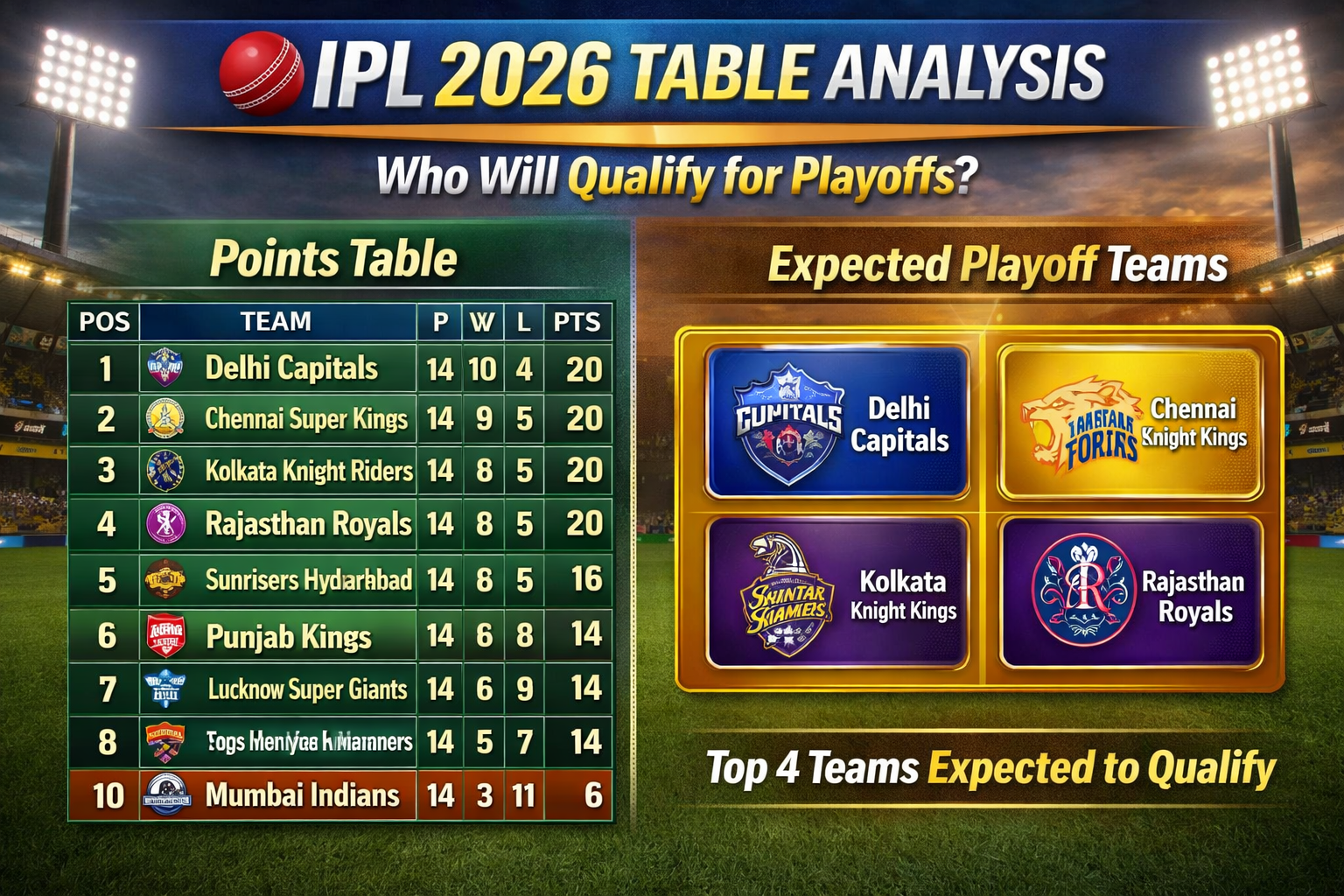 IPL 2026 Table Analysis: Who Will Qualify for Playoffs?