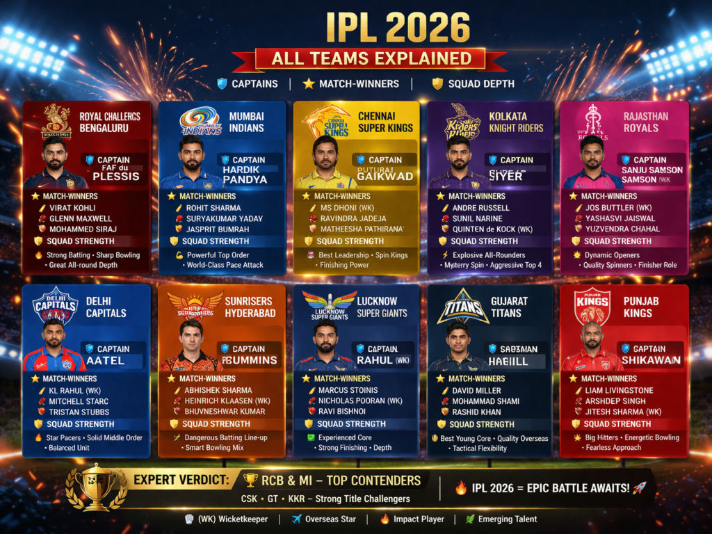 IPL 2026 All Teams Explained