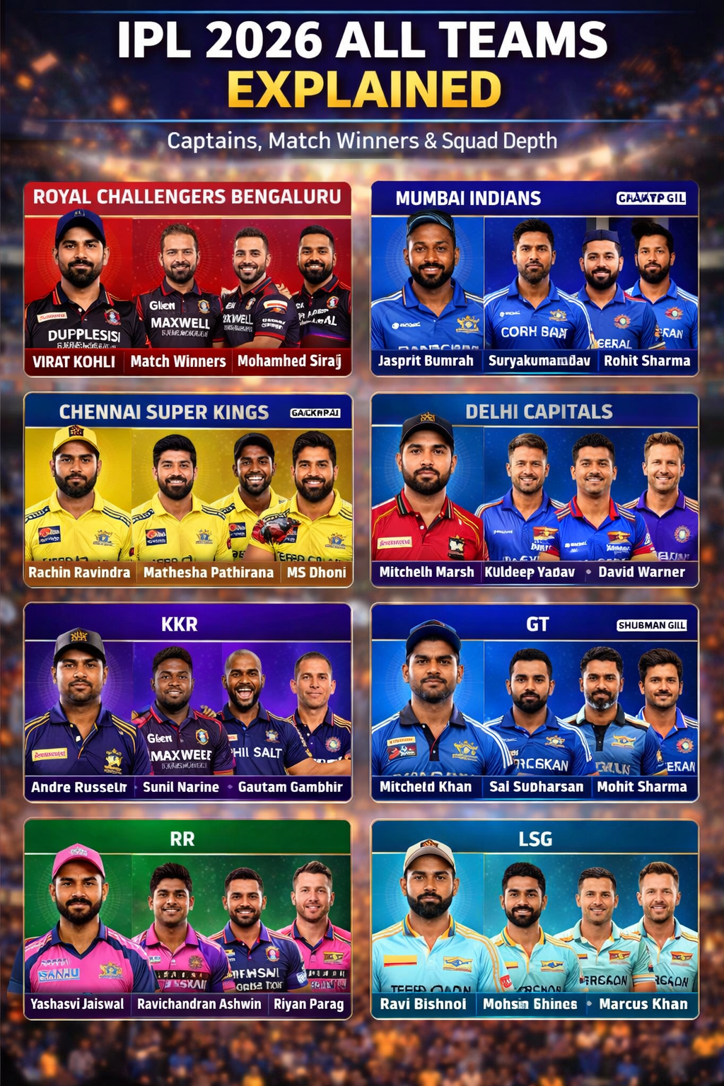 IPL 2026 All Teams Explained: Captains, Match Winners & Squad Depth