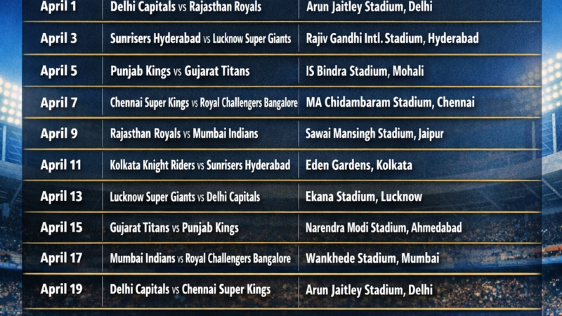 IPL 2026 Fixtures Announced: Full Time Table, Match List & Stadium Details
