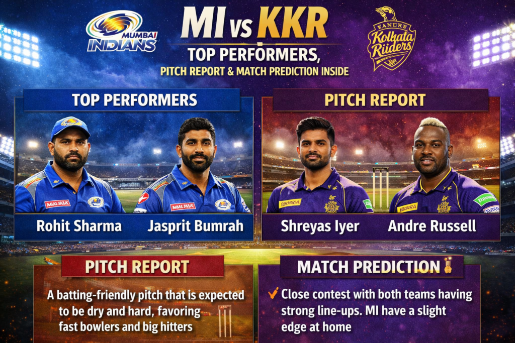MI vs KKR: Top Performers & Pitch Report