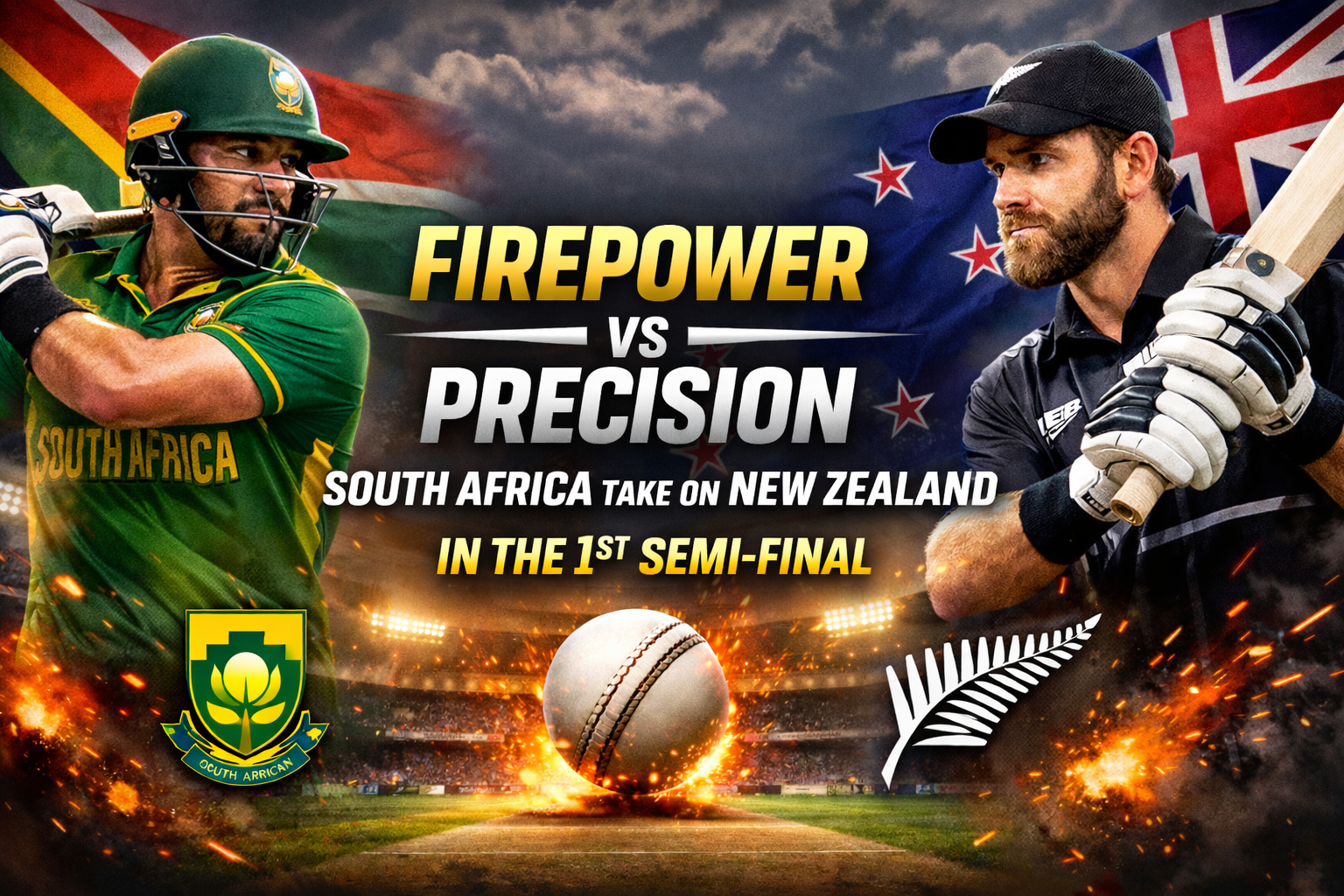 Firepower vs Precision: South Africa Take on New Zealand in the 1st Semi-Final