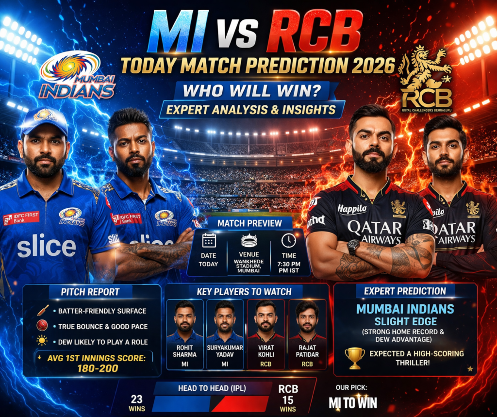 MI vs RCB Today Match Prediction 2026
