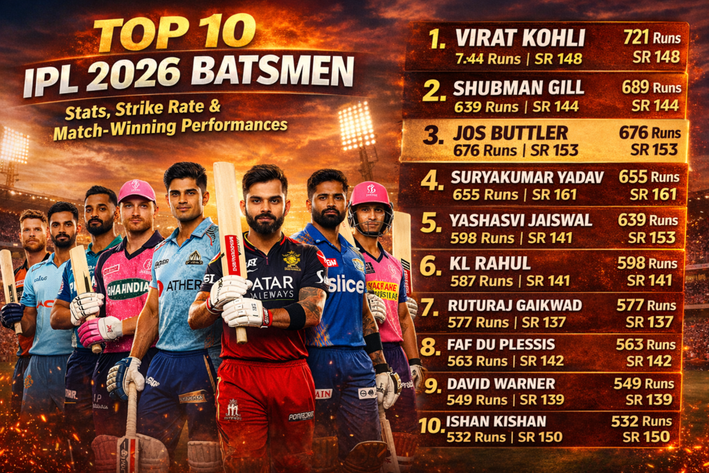 Top 10 IPL 2026 Batsmen