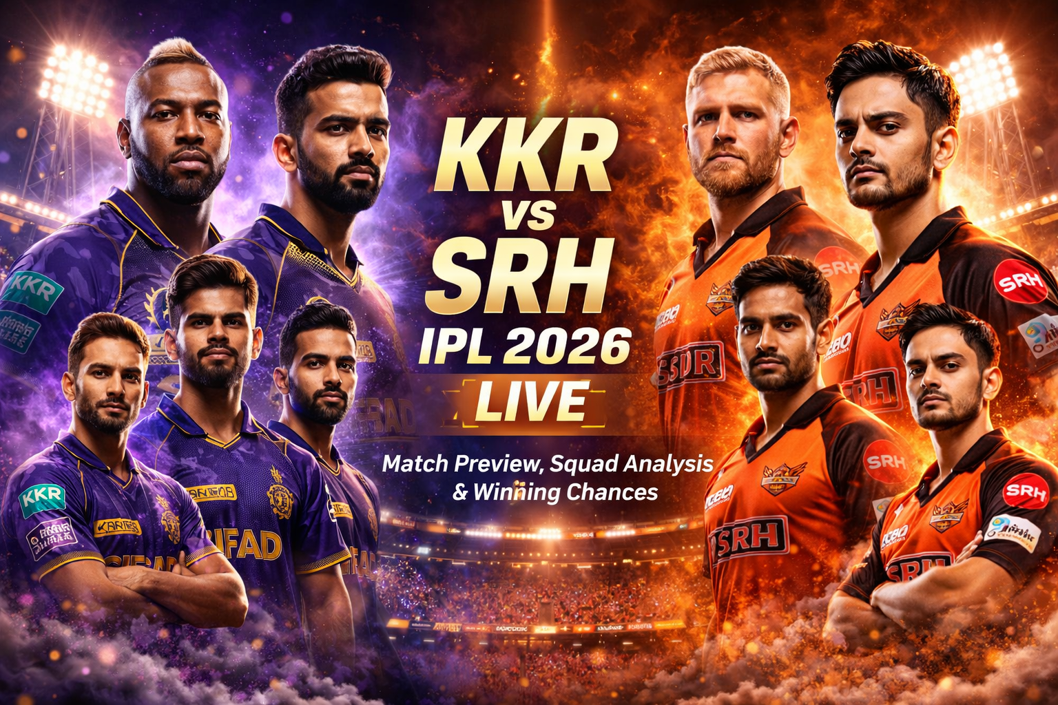 KKR vs SRH IPL 2026 Live: Match Preview, Squad Analysis & Winning Chances