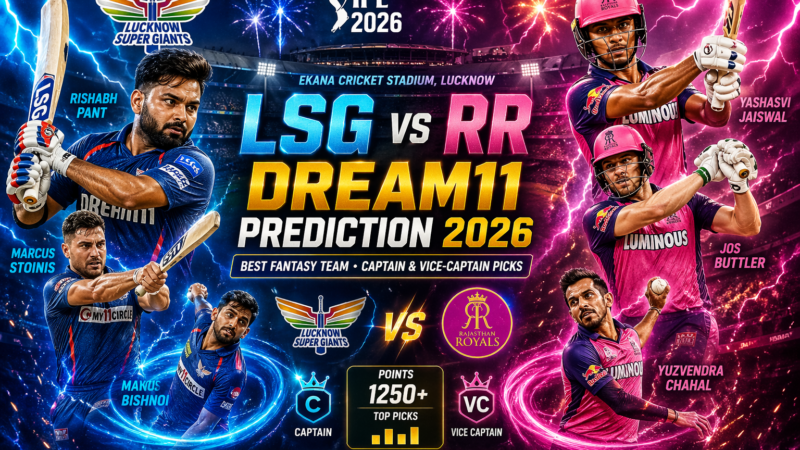 LSG vs RR Dream11 Prediction 2026: Best Fantasy Team, Captain & Vice-Captain Picks