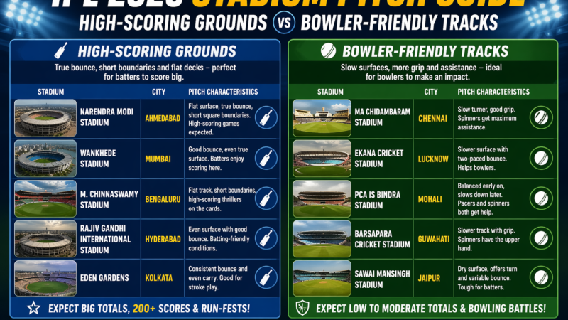 IPL 2026 Stadium Pitch Guide: High-Scoring Grounds vs Bowler-Friendly Tracks
