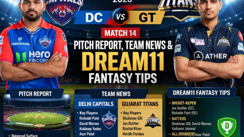DC vs GT IPL 2026 : Pitch Report, Team News & Dream11 Fantasy Tips