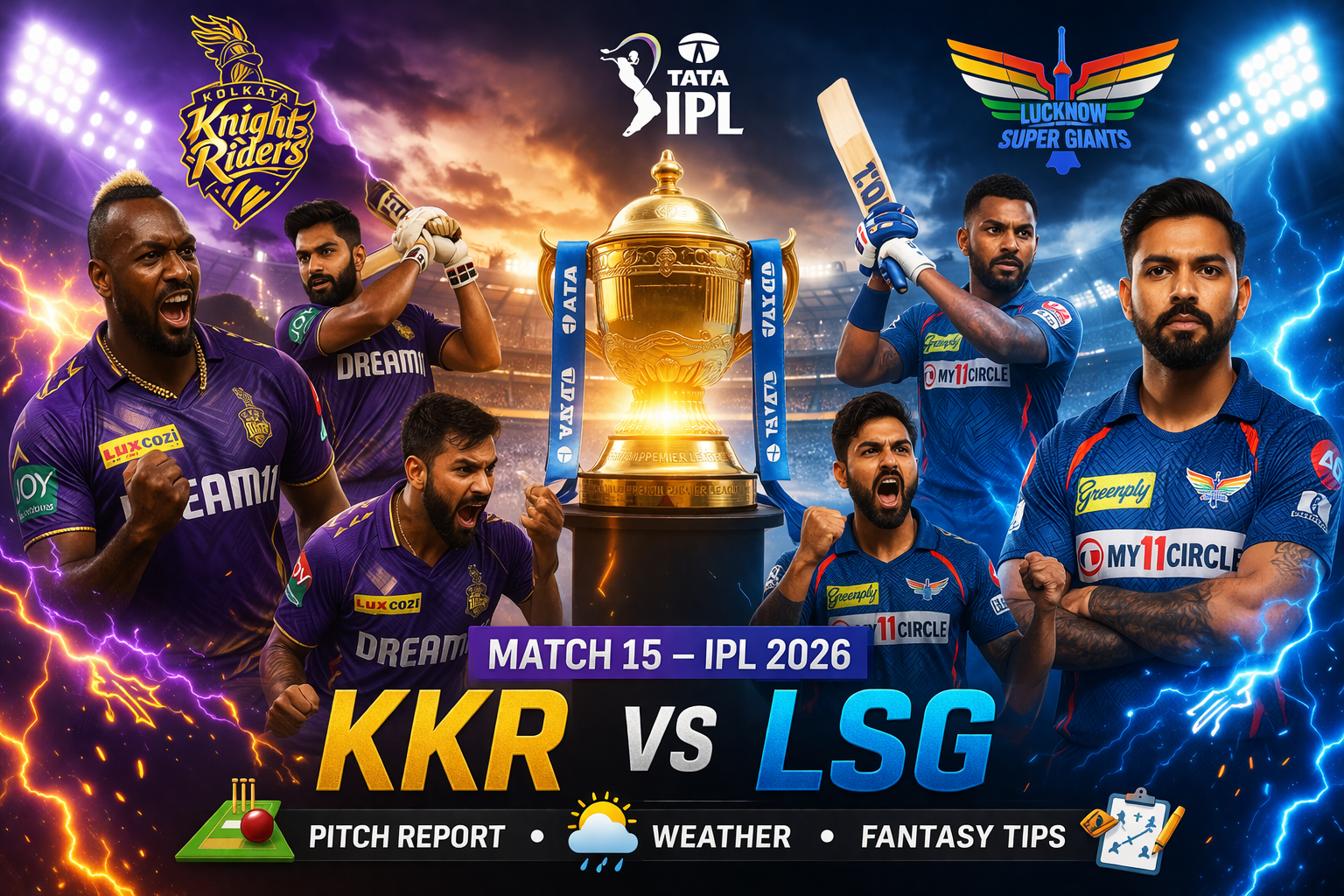 KKR vs LSG IPL 2026 Preview: Pitch Report, Weather & Fantasy Tips