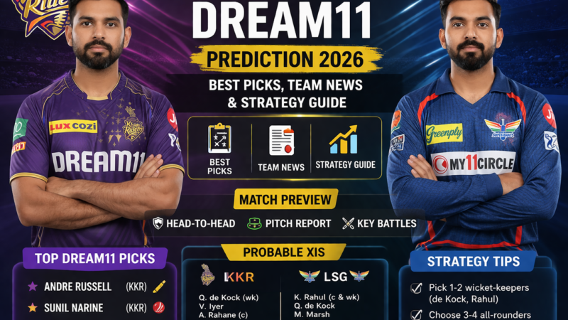 KKR vs LSG Dream11 Prediction 2026: Best Picks, Team News & Strategy Guide